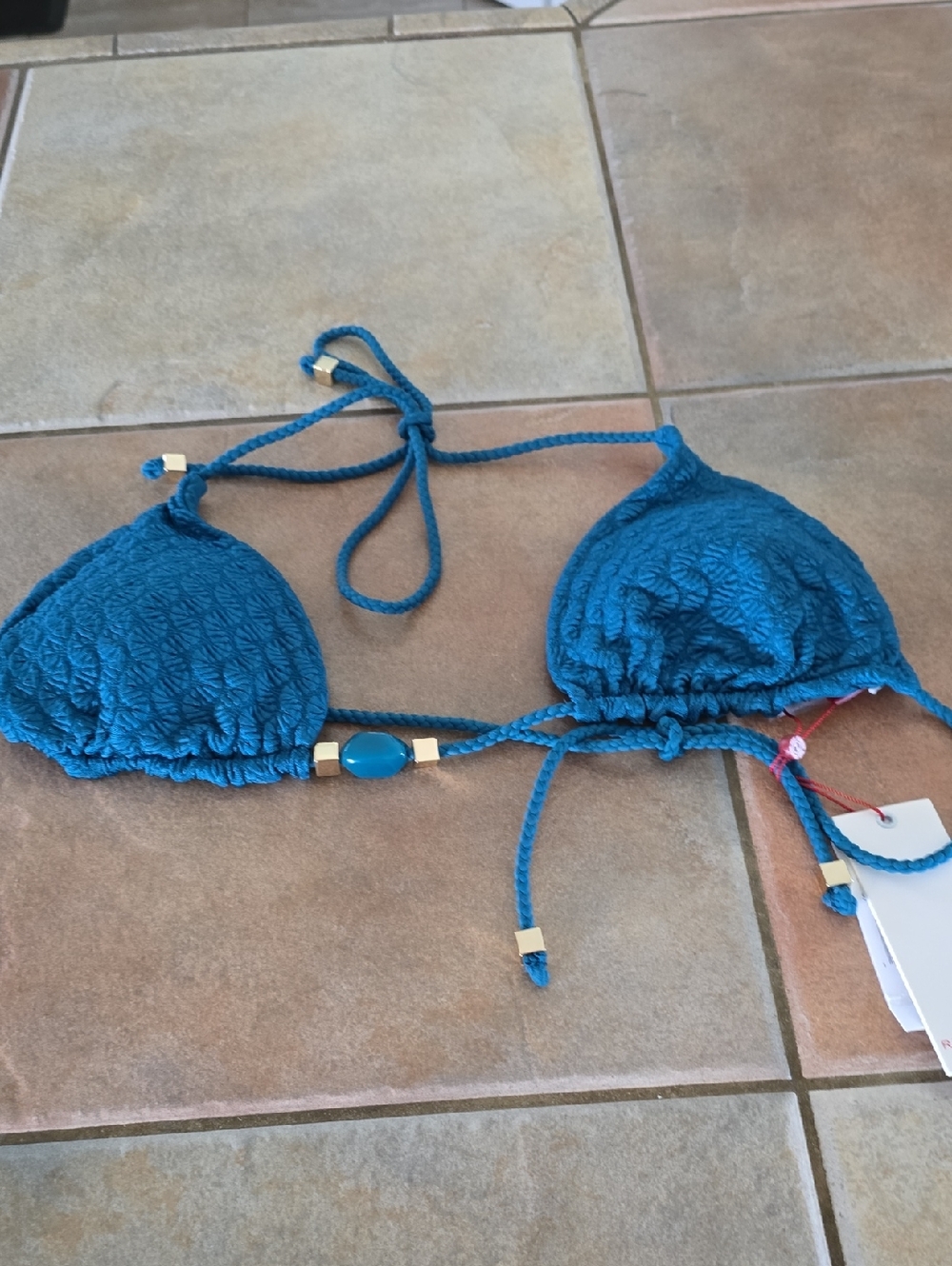 Red Carter Braided Bikini Top Sz Lg Nwt